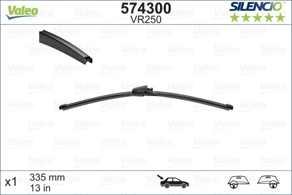 Задняя щетка для VW GOLF 5 (с 11/2003- 10.2009) Valeo/Trico VM250 / EX333