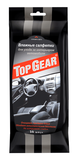 Влажные салфетки TOP GEAR для ухода за интерьером автомобиля Влажные салфетки TOP GEAR для ухода за интерьером автомобиля